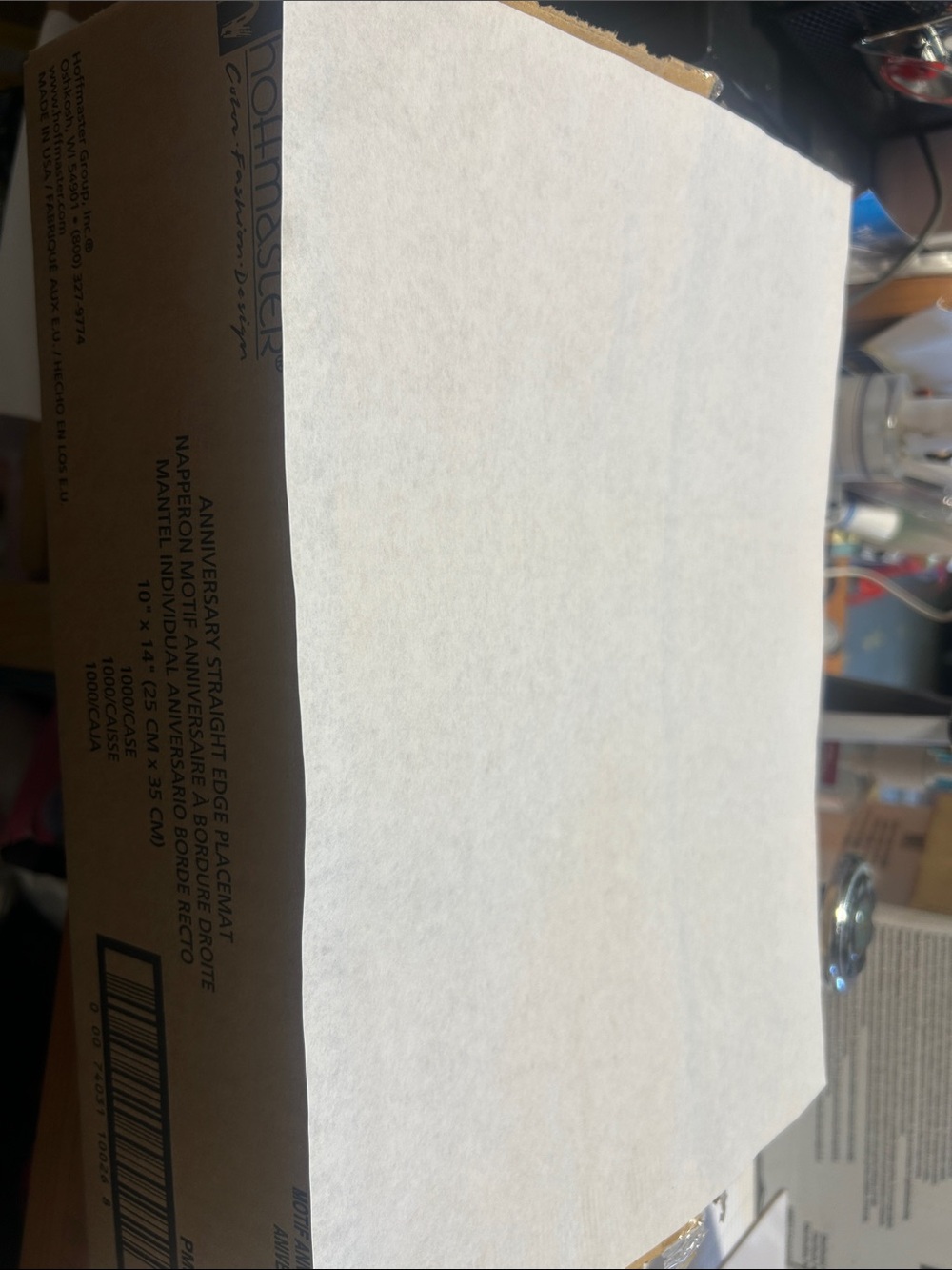 NIB White Anniversary Straight Edge  Placemat - Classic Solid White